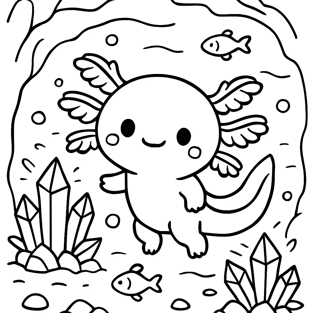 Axolotl Exploring a Cave
