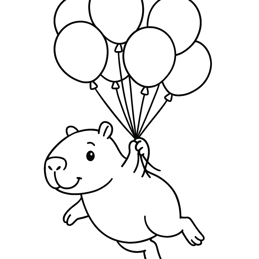 Capybara with Balloons
