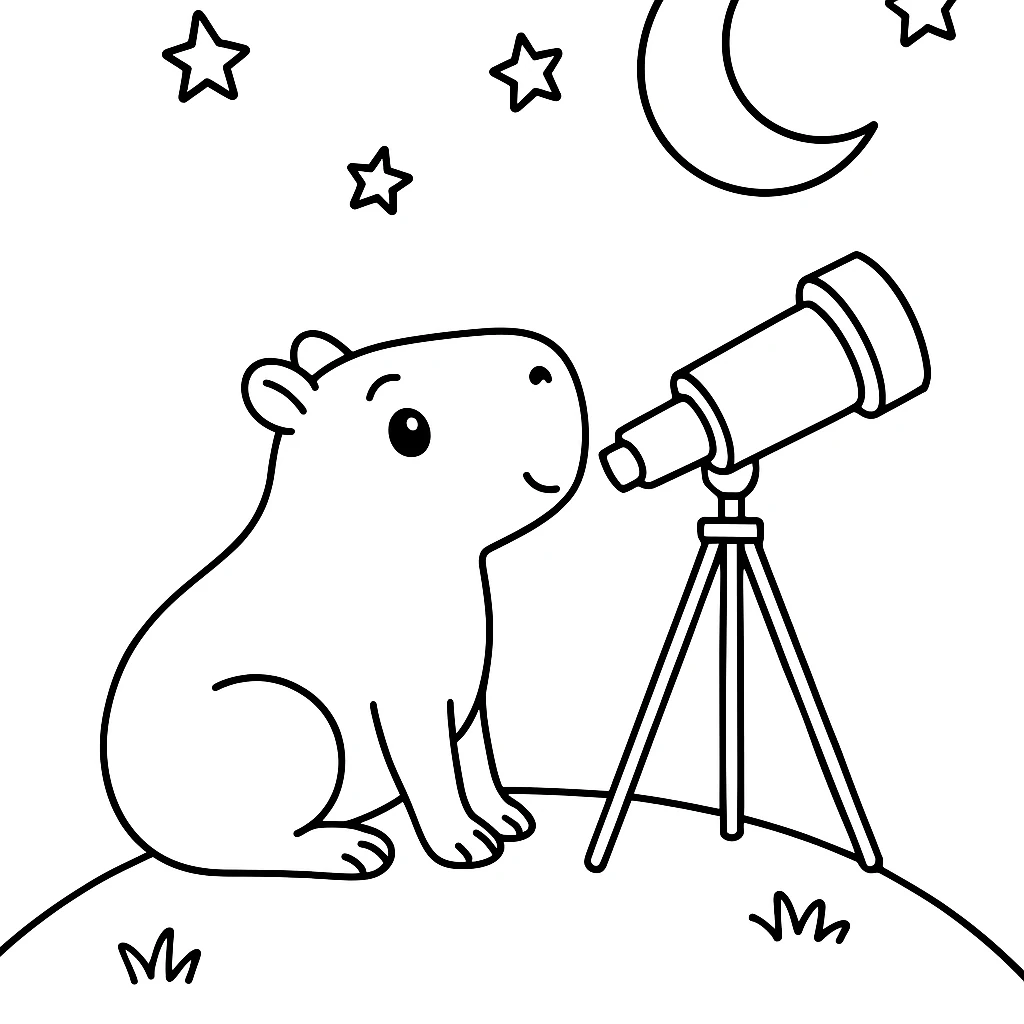Capybara Stargazing