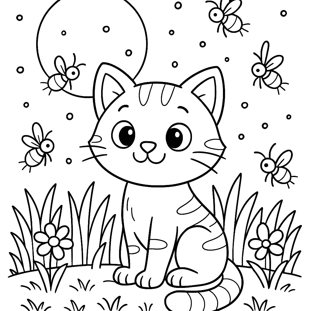 Cat and Fireflies