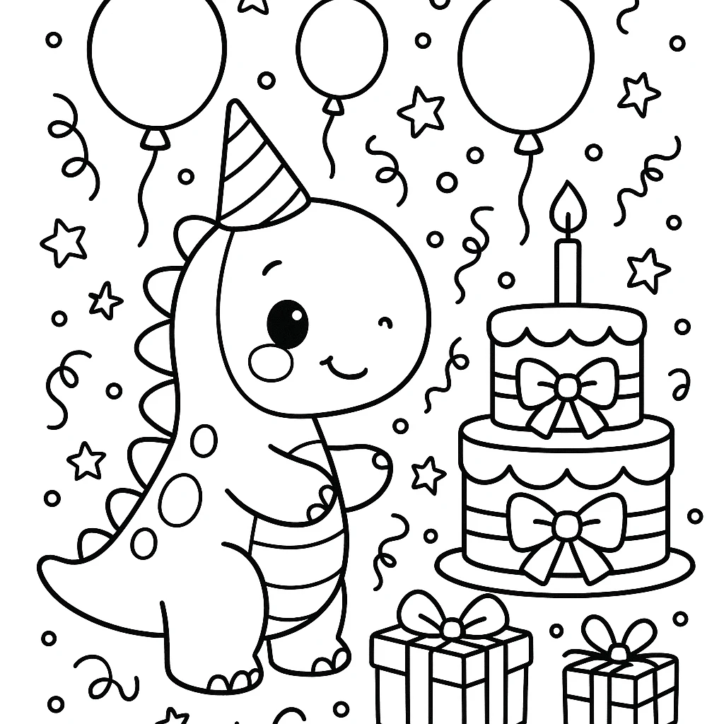 Dinosaur birthday coloring page