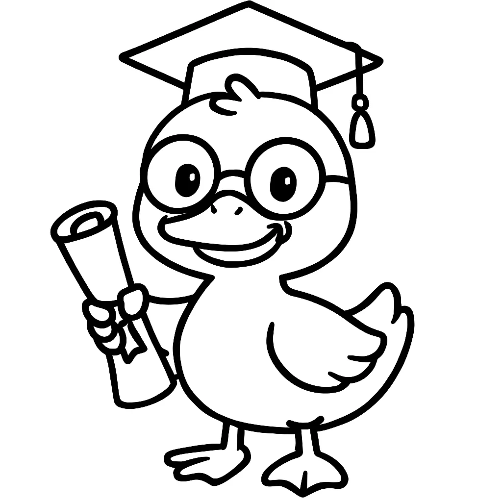 Duck with graduation cap