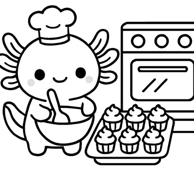 Axolotl Baking coloring page