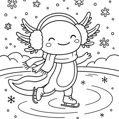 Axolotl Ice Skating coloring page