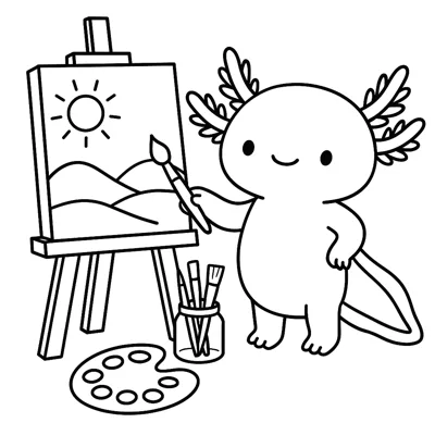 Axolotl Painting coloring page