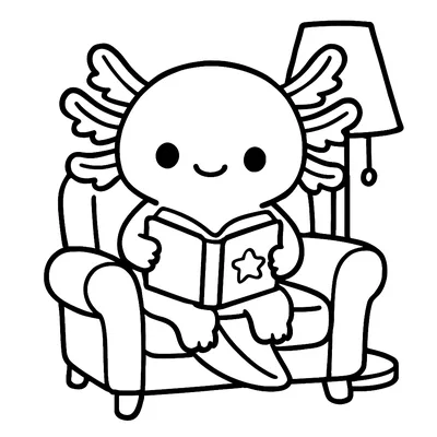 Axolotl Reading coloring page