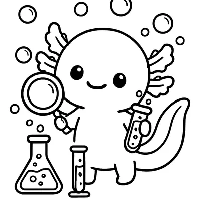 Axolotl Science Lab coloring page