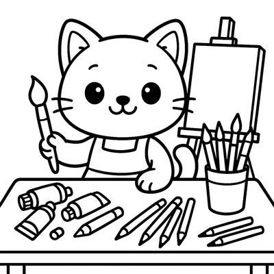 Cat the Artist coloring page