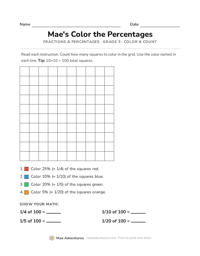 Mae's Color the Percentages thumbnail