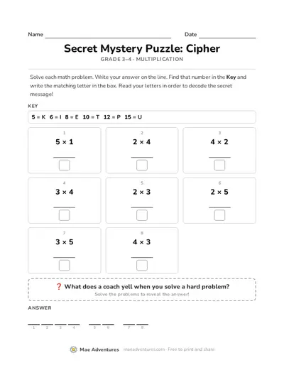 Math cipher multiplication