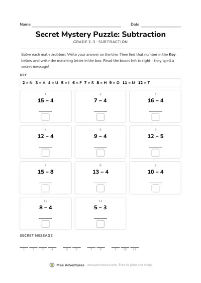Subtraction puzzle