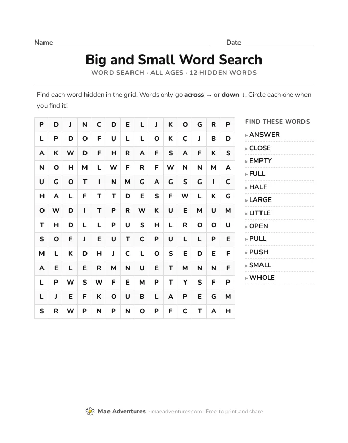 Word Search Week 16 word search