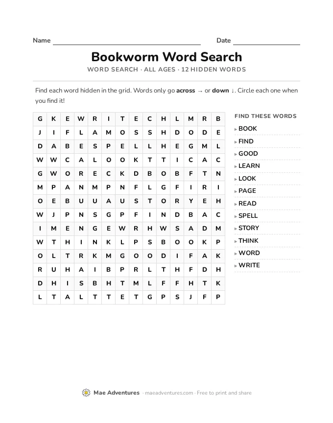 Word Search Week 19 word search