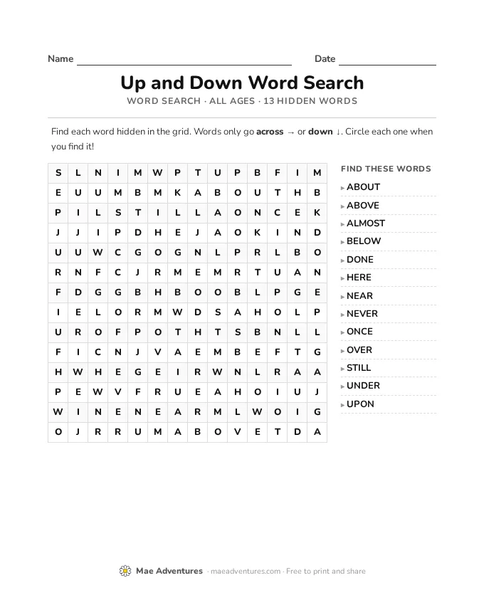 Word Search Week 21 word search