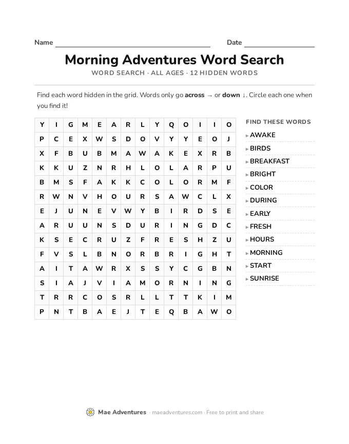 Word Search Week 26 word search