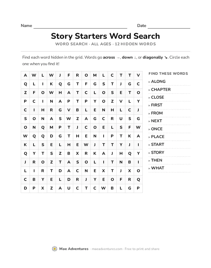 Word Search Week 28 word search
