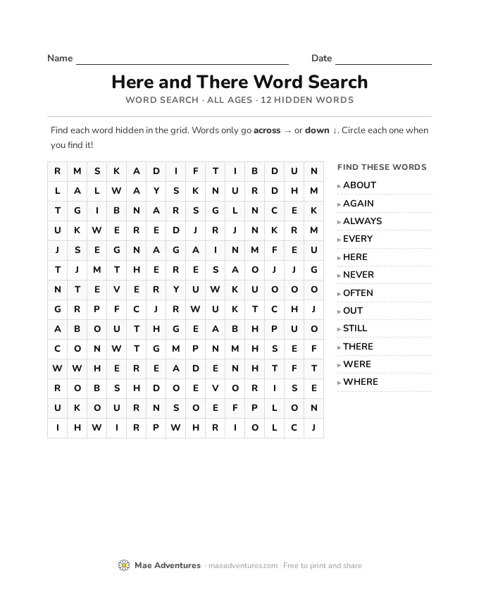 Word Search Week 3 word search