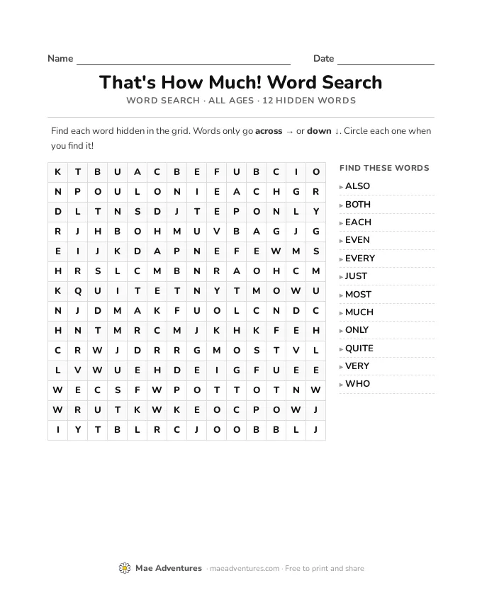 Word Search Week 8 word search